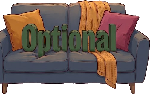 Optional logo resting on a couch